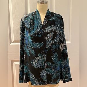 Kobi Halperin Silk Paisley Pleated V-neck Blouse
